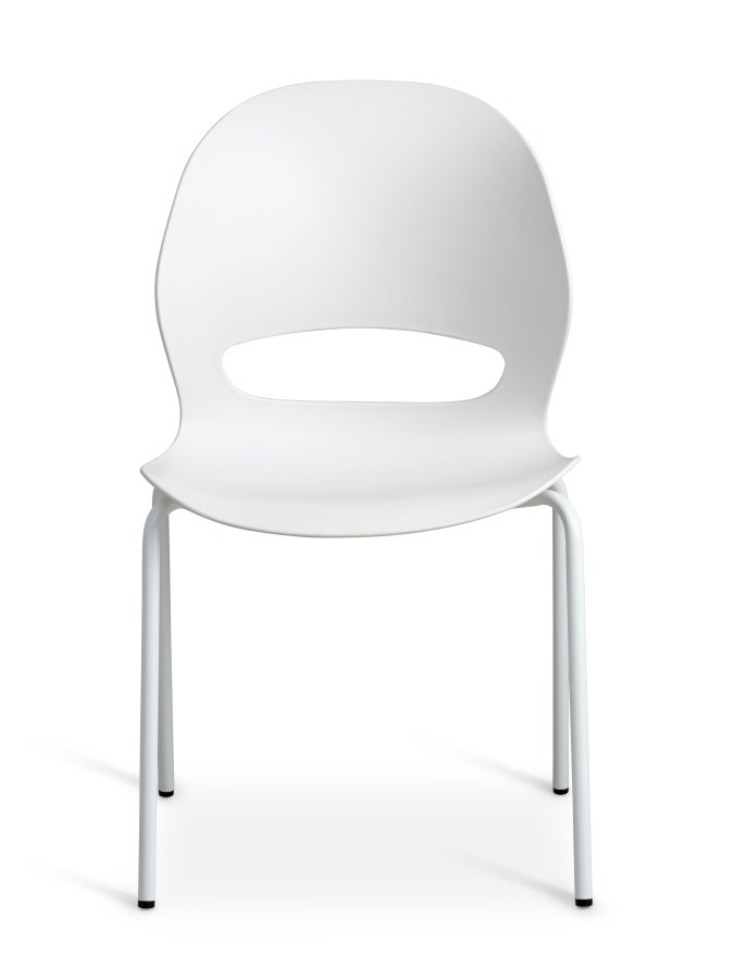 Linea spisebordstol - hvit PVC og hvitt metall