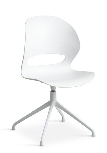 Linea spisebordsstol, med svingfunksjon - hvit PVC og hvitt metall