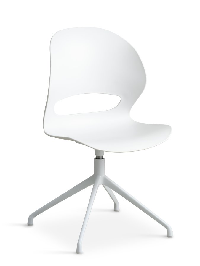 Linea spisebordsstol, med svingfunksjon - hvit PVC og hvitt metall