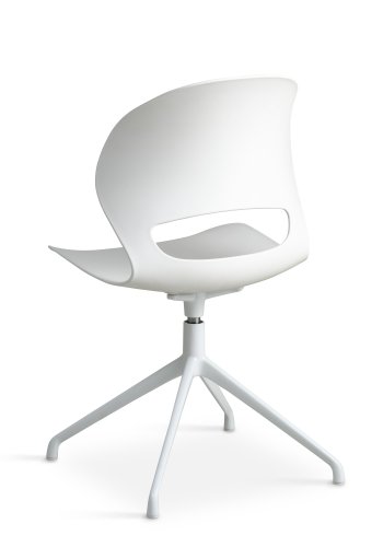 Linea spisebordsstol, med svingfunksjon - hvit PVC og hvitt metall