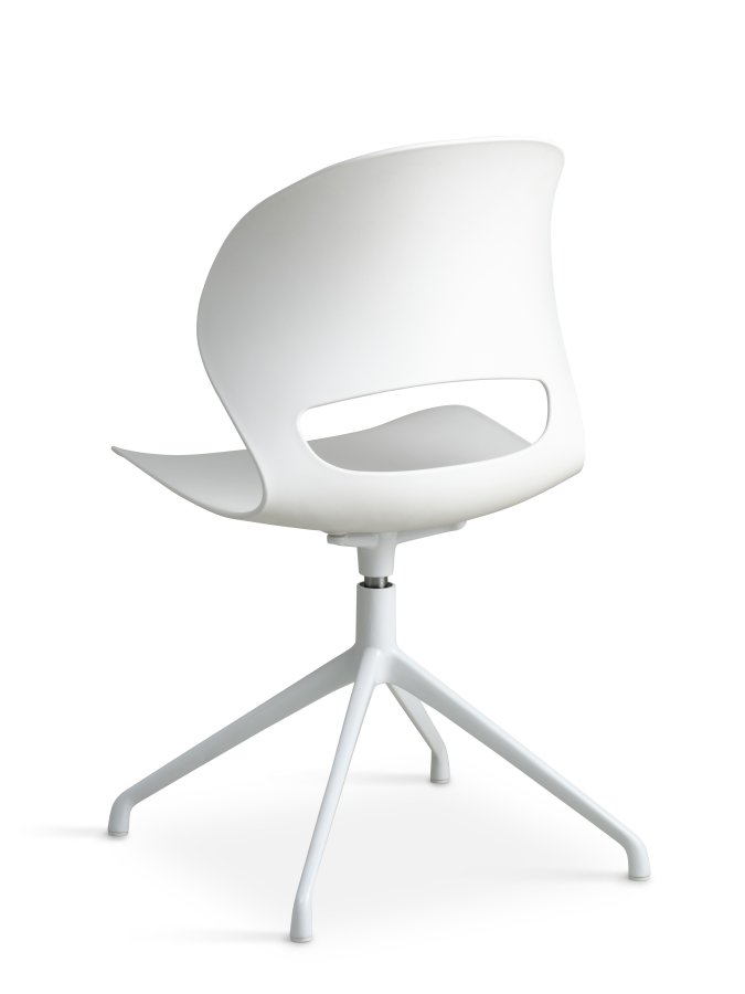 Linea spisebordsstol, med svingfunksjon - hvit PVC og hvitt metall