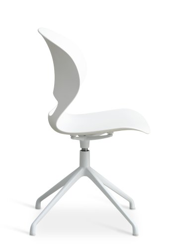 Linea spisebordsstol, med svingfunksjon - hvit PVC og hvitt metall