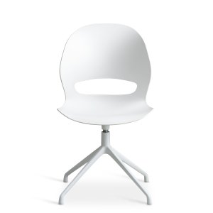 Linea spisebordsstol, m. drejefunktion - hvid PVC og hvid metal