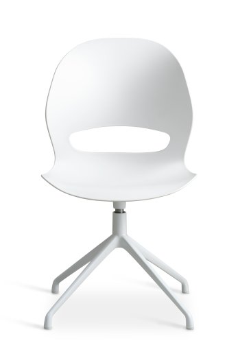 Linea spisebordsstol, med svingfunksjon - hvit PVC og hvitt metall