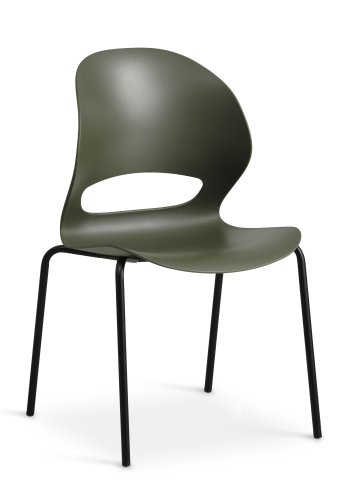 Linea spisestuestol - oliven PVC og svart metall