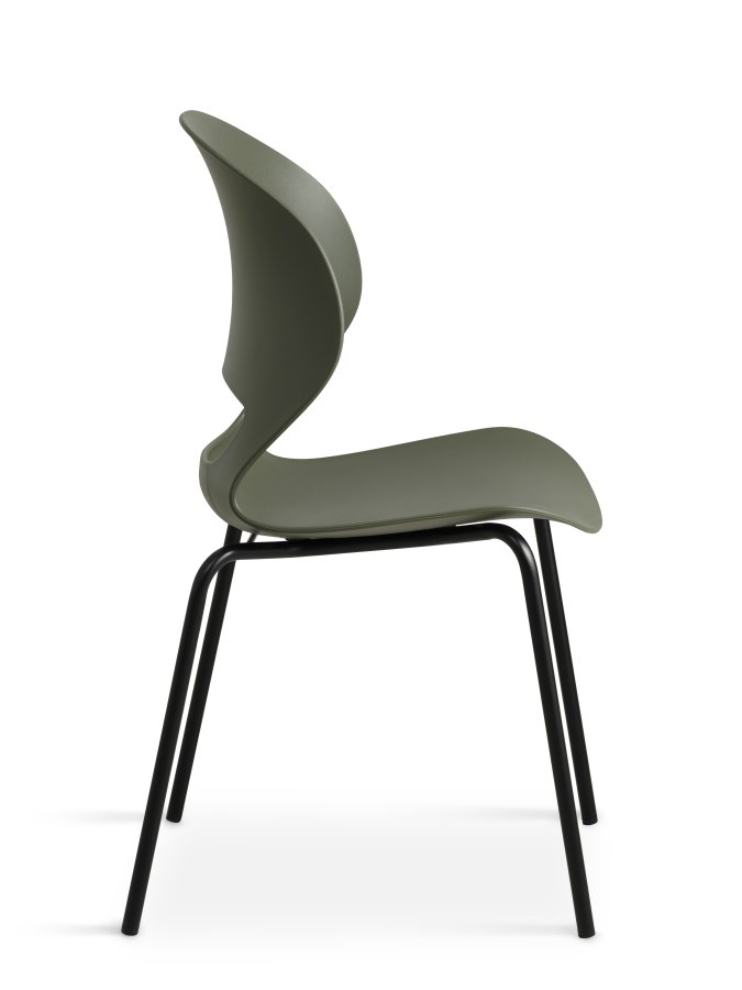 Linea spisestuestol - oliven PVC og svart metall