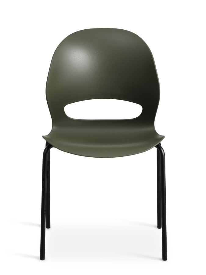 Linea spisestuestol - oliven PVC og svart metall