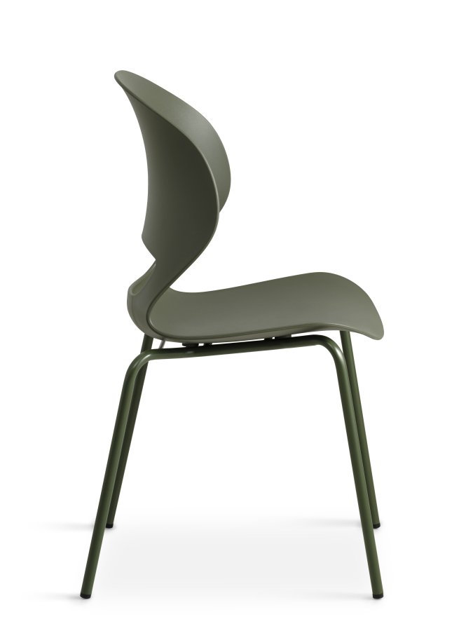 Linea spisebordstol - oliven PVC og olivenmetall