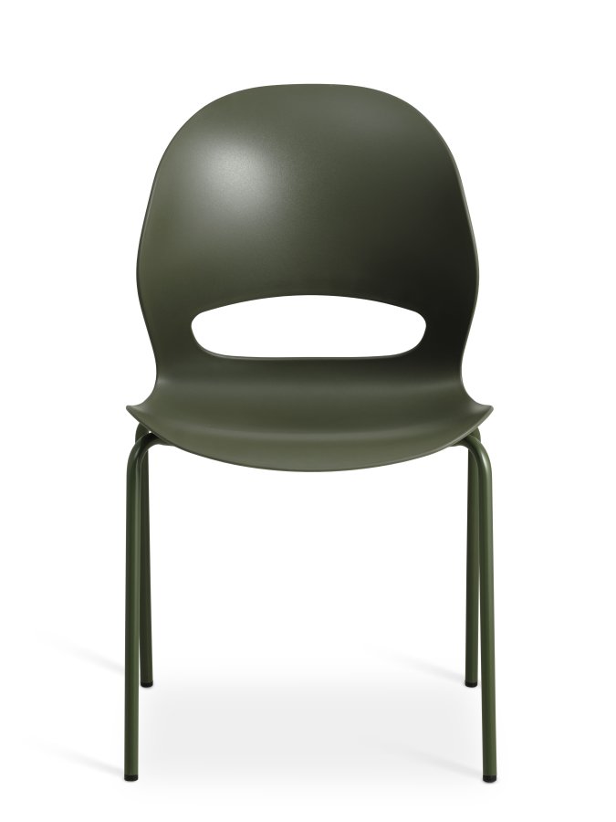 Linea spisebordstol - oliven PVC og olivenmetall
