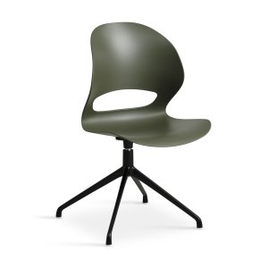 Linea spisebordsstol, m. drejefunktion - oliven PVC og sort metal