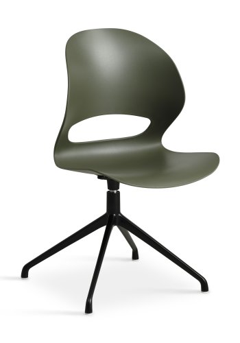Linea spisebordsstol, med dreiefunksjon - oliven PVC og sort metall