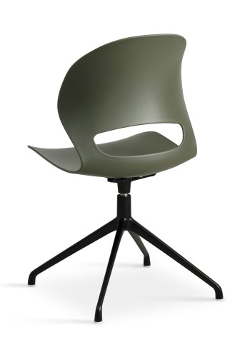 Linea spisebordsstol, med dreiefunksjon - oliven PVC og sort metall