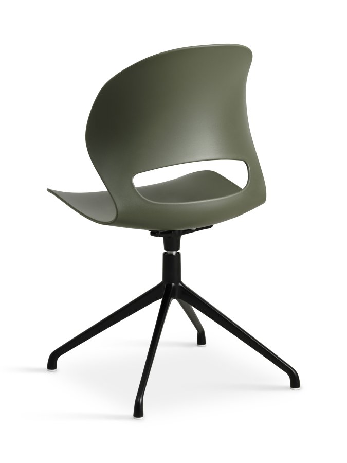 Linea spisebordsstol, med dreiefunksjon - oliven PVC og sort metall