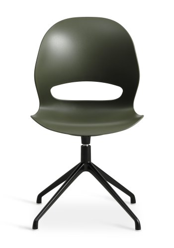 Linea spisebordsstol, med dreiefunksjon - oliven PVC og sort metall