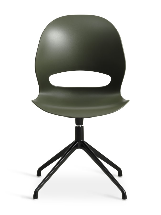 Linea spisebordsstol, med dreiefunksjon - oliven PVC og sort metall