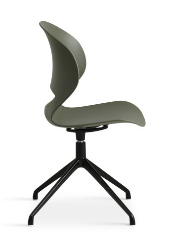 Linea spisebordsstol, med dreiefunksjon - oliven PVC og sort metall