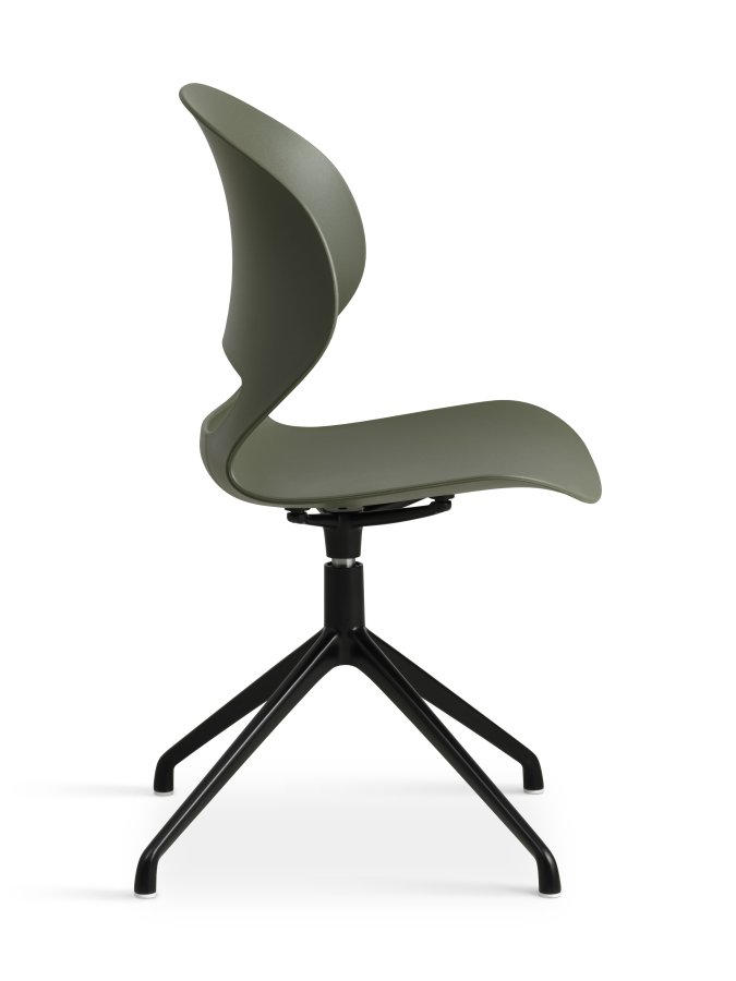 Linea spisebordsstol, med dreiefunksjon - oliven PVC og sort metall