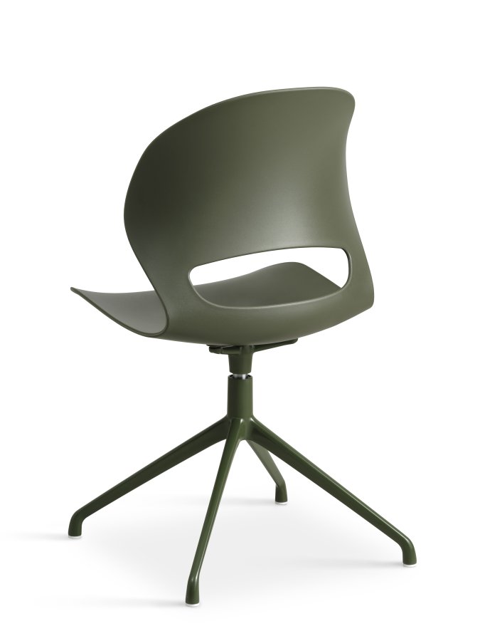 Linea spisebordstol, med svingfunksjon - oliven PVC og olivenmetall