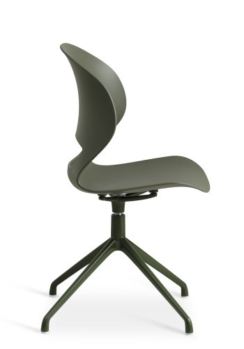 Linea spisebordstol, med svingfunksjon - oliven PVC og olivenmetall