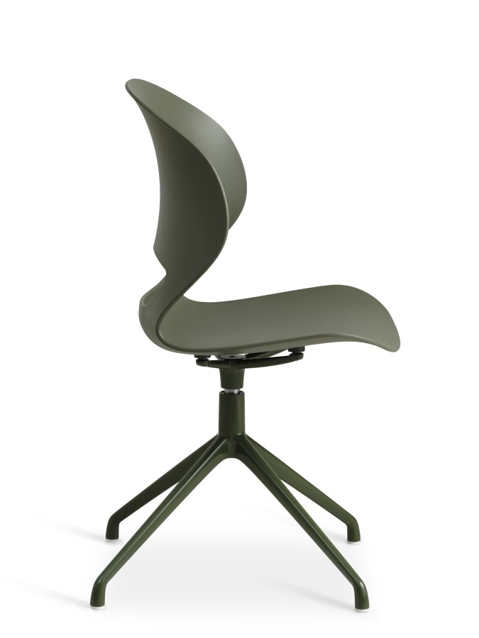 Linea spisebordstol, med svingfunksjon - oliven PVC og olivenmetall