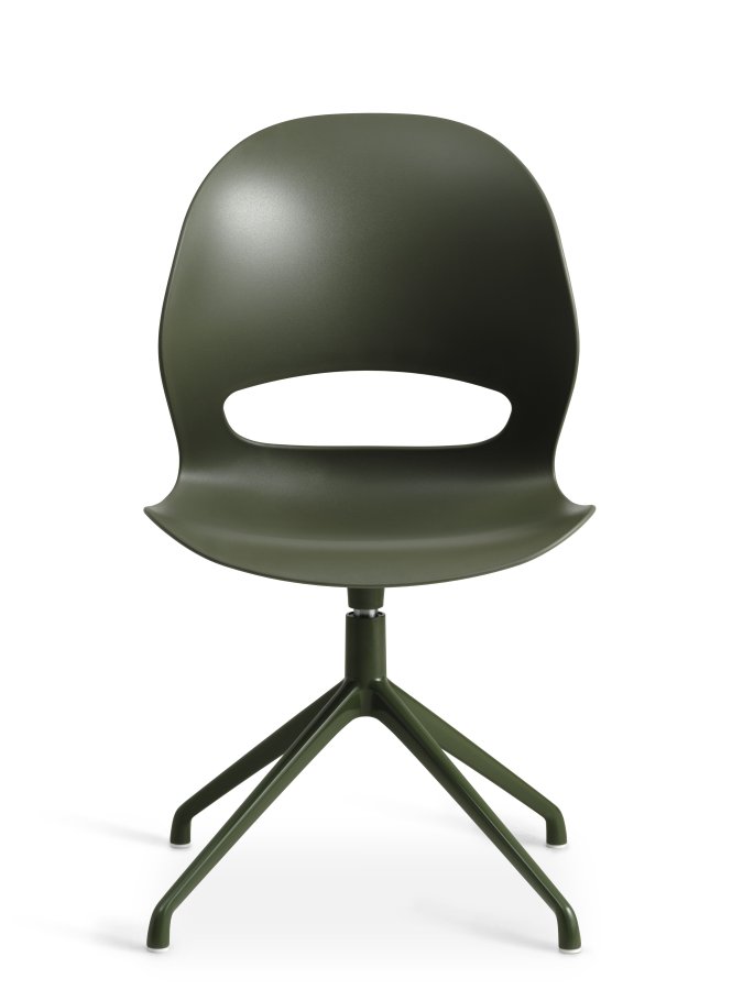 Linea spisebordstol, med svingfunksjon - oliven PVC og olivenmetall