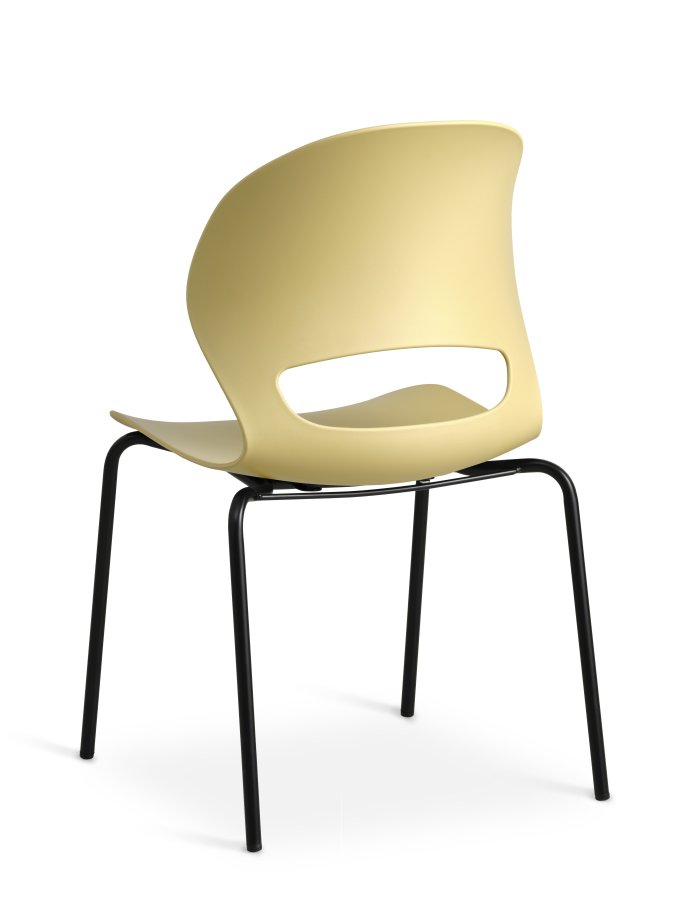 Linea spisebordstol - sennepsgul PVC og sort metall