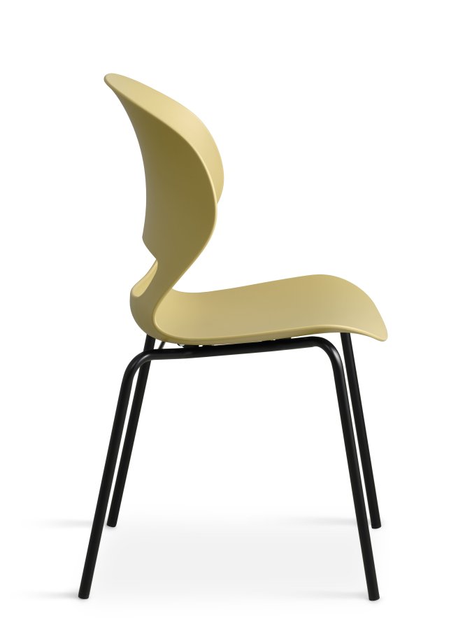 Linea spisebordstol - sennepsgul PVC og sort metall