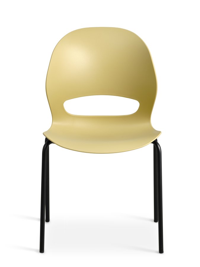 Linea spisebordstol - sennepsgul PVC og sort metall
