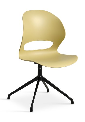 Linea spisebordsstol, med svingfunksjon - sennepsgul PVC og sort metall