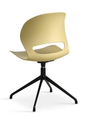 Linea spisebordsstol, med svingfunksjon - sennepsgul PVC og sort metall