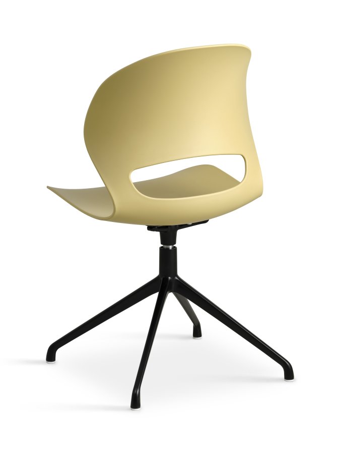 Linea spisebordsstol, med svingfunksjon - sennepsgul PVC og sort metall