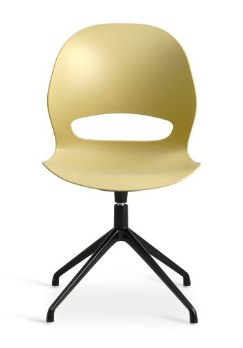 Linea spisebordsstol, med svingfunksjon - sennepsgul PVC og sort metall