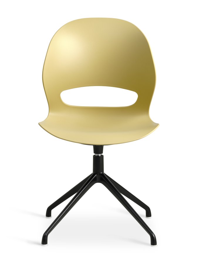 Linea spisebordsstol, med svingfunksjon - sennepsgul PVC og sort metall