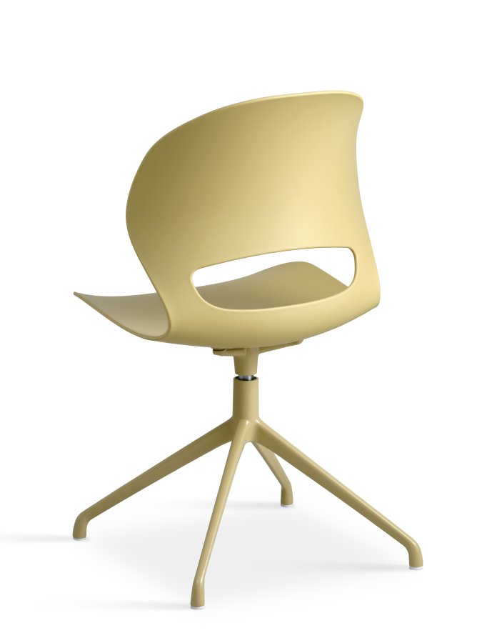 Linea spisebordstol, med svingfunksjon - sennepsgul PVC og sennepsgul metall