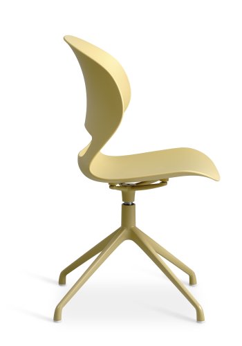 Linea spisebordstol, med svingfunksjon - sennepsgul PVC og sennepsgul metall
