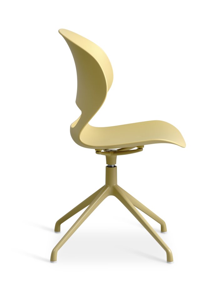 Linea spisebordstol, med svingfunksjon - sennepsgul PVC og sennepsgul metall