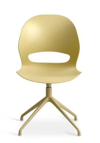 Linea spisebordstol, med svingfunksjon - sennepsgul PVC og sennepsgul metall