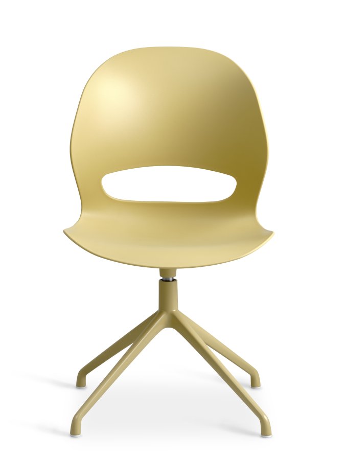 Linea spisebordstol, med svingfunksjon - sennepsgul PVC og sennepsgul metall