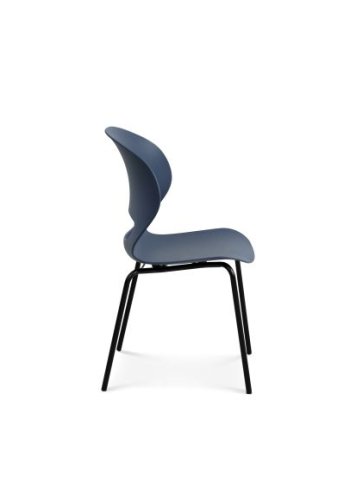 Linea spisestol - denimbl polypropylen og svart metall