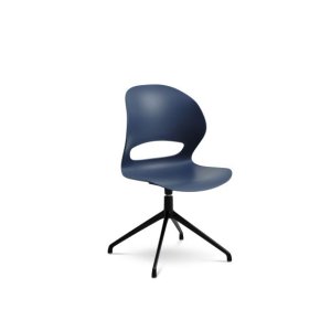 Linea spisebordsstol, m. drejefunktion og returdrej - denim bl polypropylen og sort metal