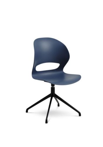 Linea spisestuestol, med svingfunksjon og retursving - denimbl polypropylen og svart metall