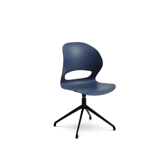 Linea spisestuestol, med svingfunksjon og retursving - denimbl polypropylen og svart metall