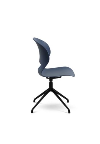 Linea spisestuestol, med svingfunksjon og retursving - denimbl polypropylen og svart metall