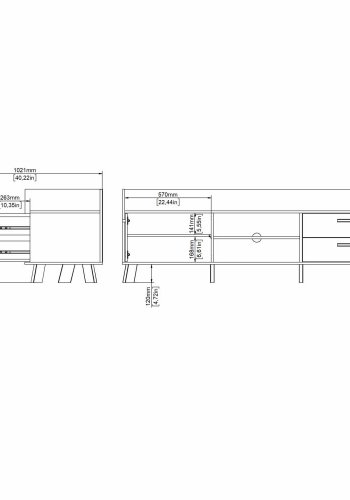 TVILUM Ikast TV-Schrank mit 1 Tür + 2 Schubladen, Jackson Hickory/Weiß, 181,9 x 51,2 x 61,6 cm