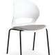 Linea spisebordsstol, med gr stoffpute - hvit PVC og sort metall