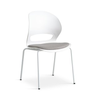 Linea spisebordsstol, m. gr stofhynde - hvid PVC og hvid metal