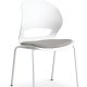 Linea spisebordsstol, med gr stoffpute - hvit PVC og hvitt metall