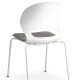 Linea spisebordsstol, med gr stoffpute - hvit PVC og hvitt metall