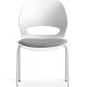 Linea spisebordsstol, med gr stoffpute - hvit PVC og hvitt metall