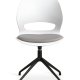 Linea spisebordsstol, med dreiefunksjon og gr stoffpute - hvit PVC og sort metall